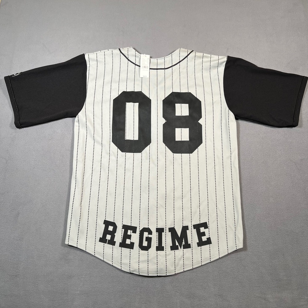 Civil Regime 08 Baseball‎ Jersey Mens Large Gray Black Striped Shirt